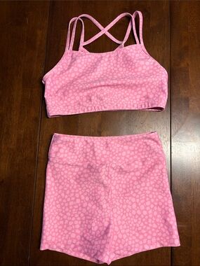 Bloch Pink Pebble-Print Strappy Sports Bra & High-Waist Shorts Set